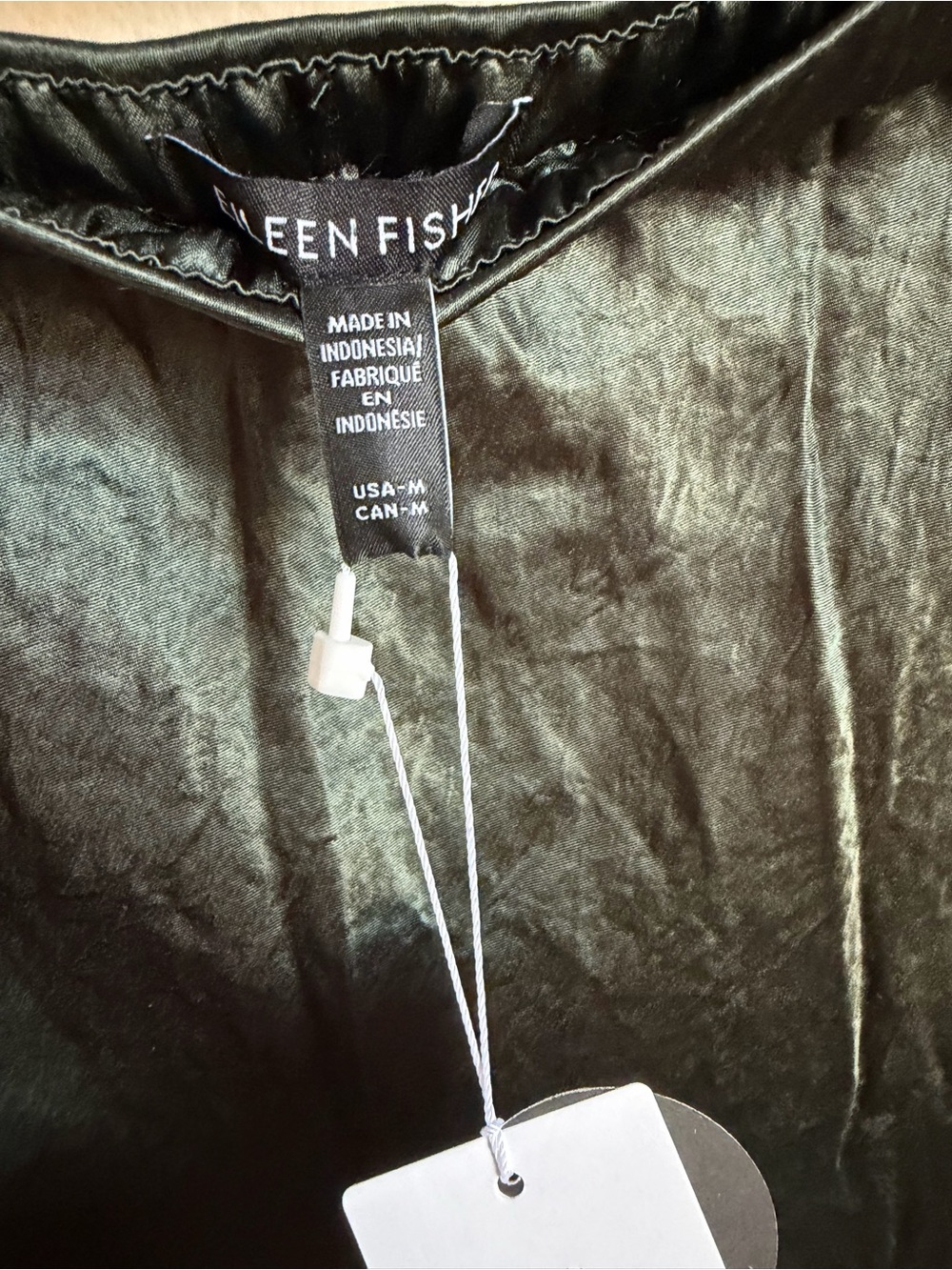 NWT Eileen Fisher Petite Textured Satin Elastic Waist Bias Maxi Skirt Sz M - Picture 8 of 9